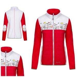ALMGWAND 1928 Women's Alpine Jacket White Red Full Zip Size 14 Skiing Winter